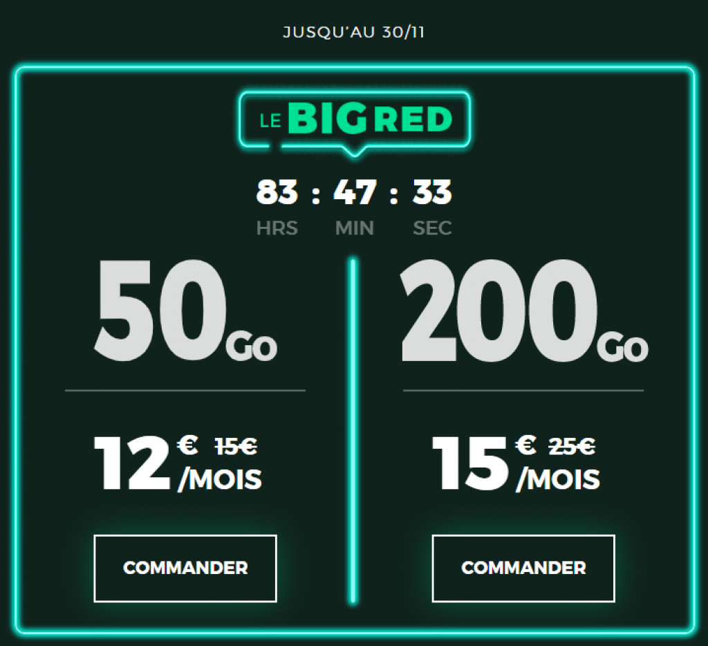 Deal Red SFR : Forfait BigRed 200 Go sans engagement