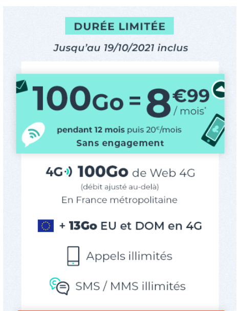 Bon plan forfait mobile 100Go