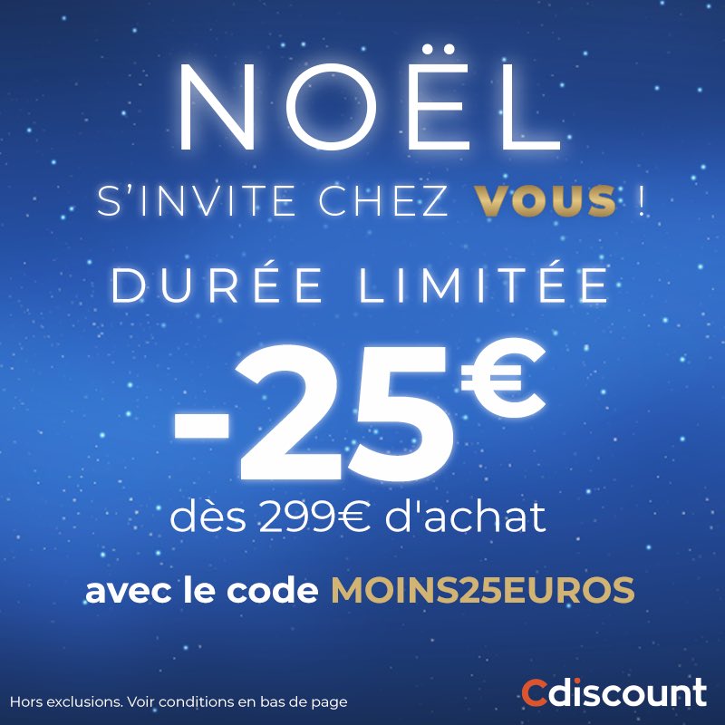 code promo cdiscount 25€ noel