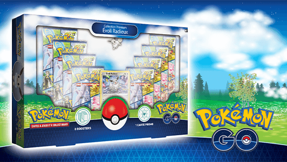 Cartes Pokémon : visuel du coffret Pokémon Go collection Premium de évoli radieux