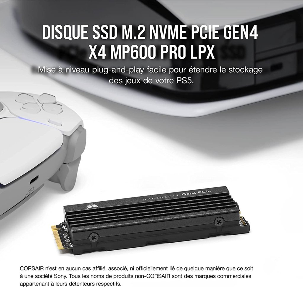 SSD interne optimisé PS5 Corsair MP600 Pro LPX 1TB