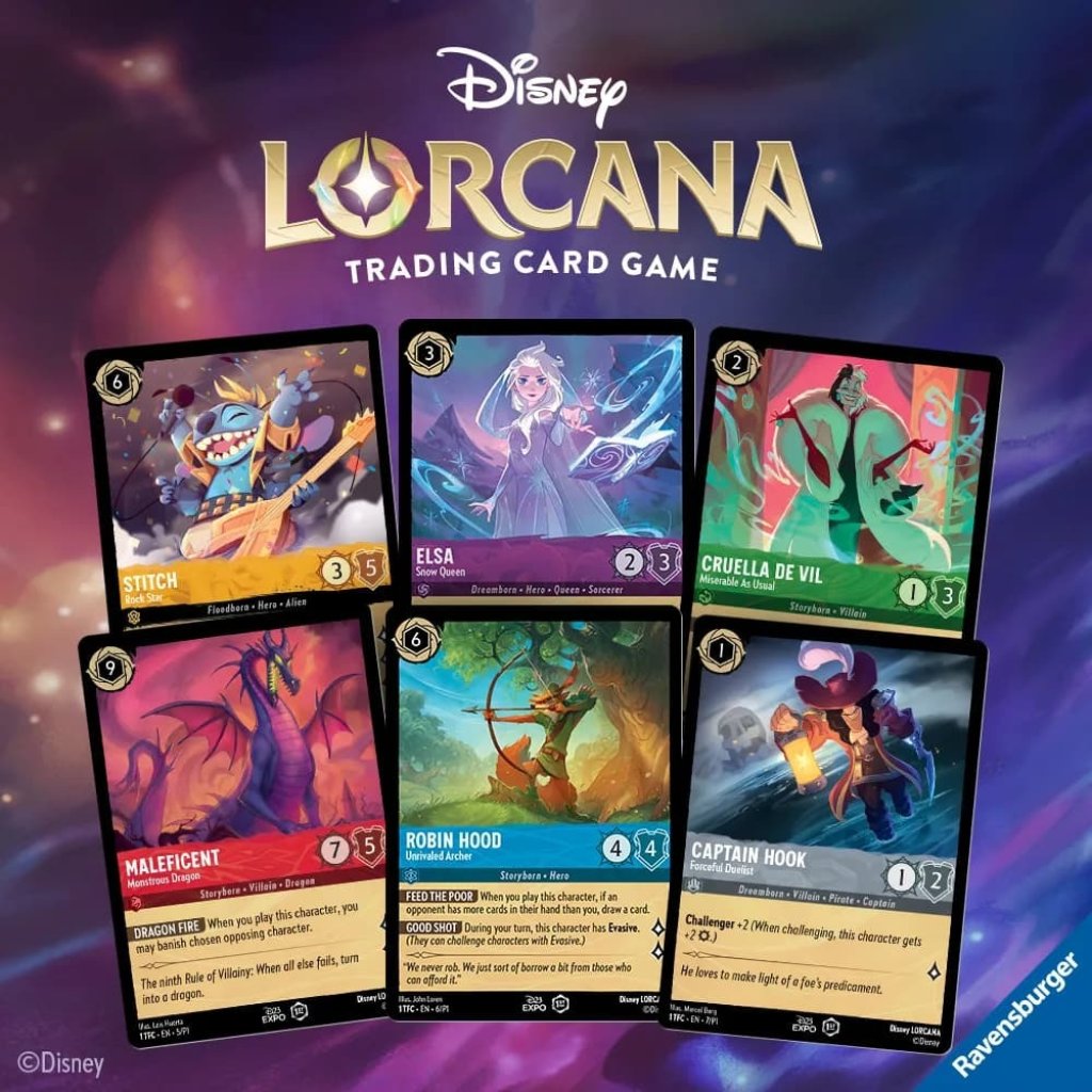 Présentation de quelques cartes du JCC Disney Lorcana.