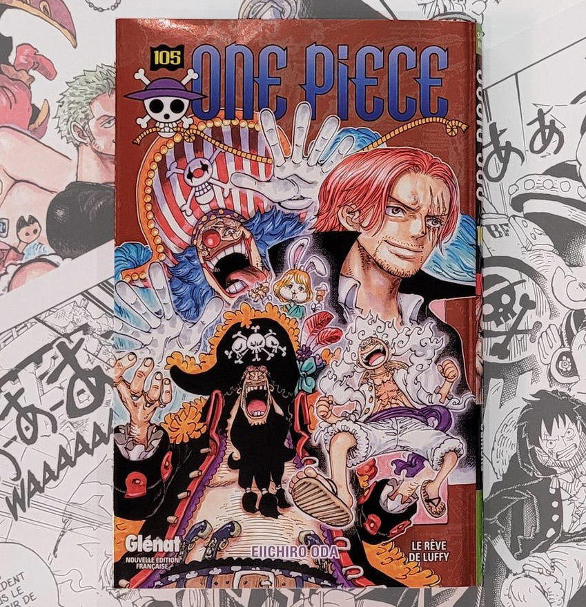 Visuel du Tome 105 de One Piece édition premier tirage avec jaquette effet métallisé par Glénat
