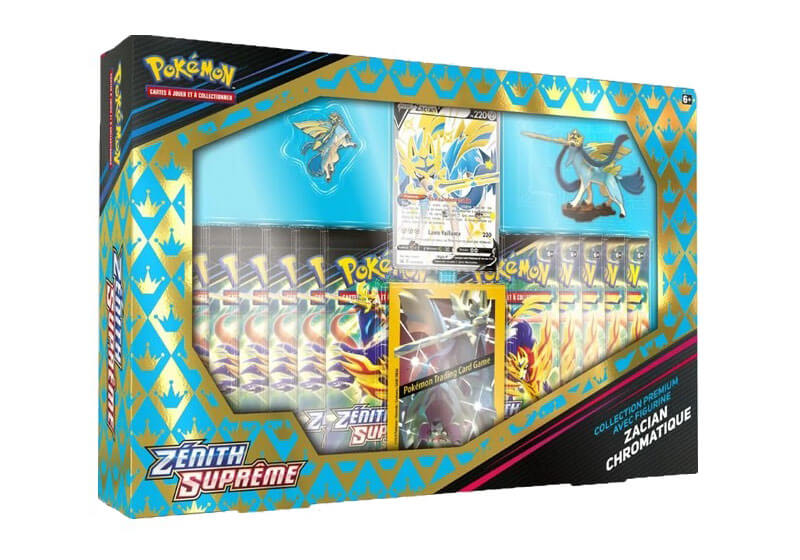 Où acheter le coffret Pokémon - Zénith Suprême (EB12.5) - Coffret Premium Figurine Zacian Chromatique en français.