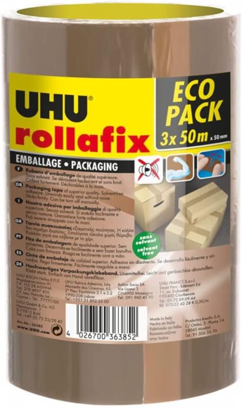 Promo Amazon : UHU Rollafix - Rubans adhésif d'emballage brun, lot 3 rubans