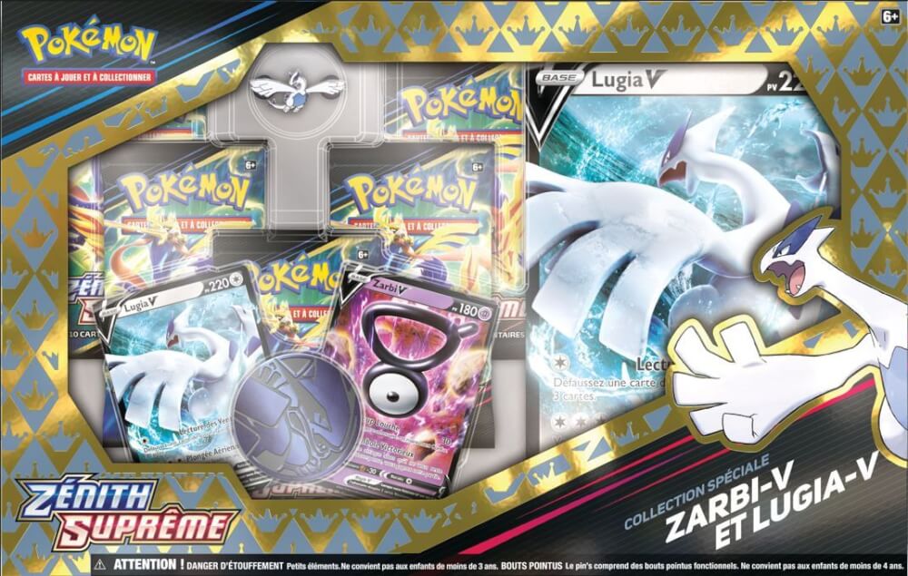 Où acheter le coffret Pokémon Zénith Suprême Collection Spéciale Zarbi-V et Lugia-V en français ?