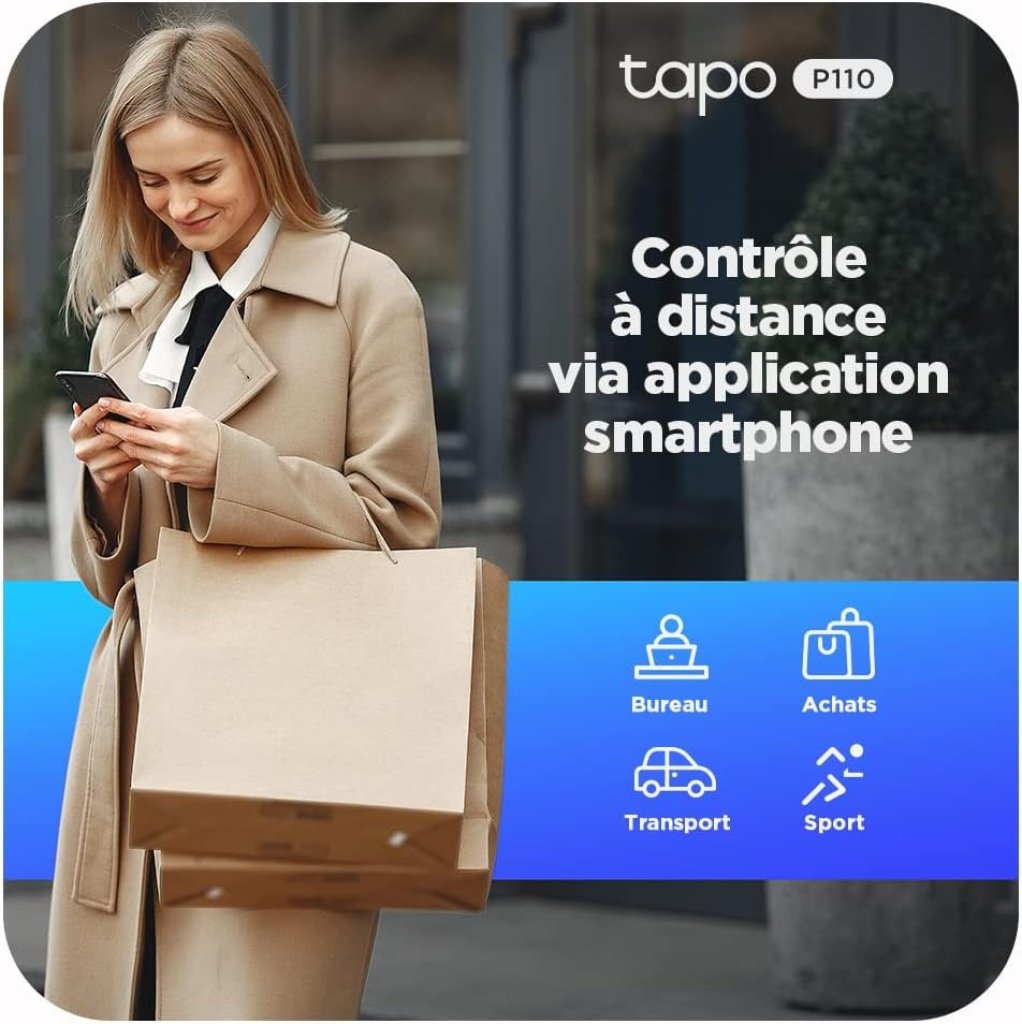 Tapo Prise Connectée WiFi, Suivi de consommation, 16A Type F