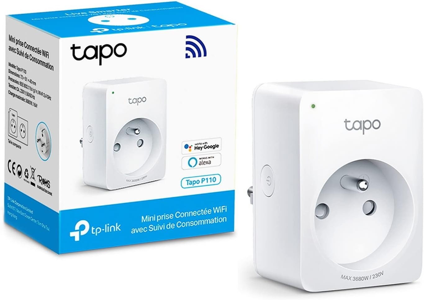 Tapo Prise Connectée (WiFi, Suivi de consommation, 16A Type E, Alexa et  Google Home) - Le CrocoDeal