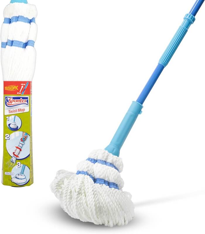 Spontex Balai Serpillère Twist Mop - Franges En Microfibre Avec Système