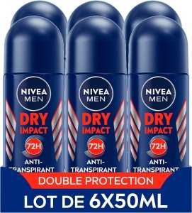 Deal Amazon : NIVEA MEN Déodorant anti-transpirant Dry Impact (lot de 6 x 50 ml)
