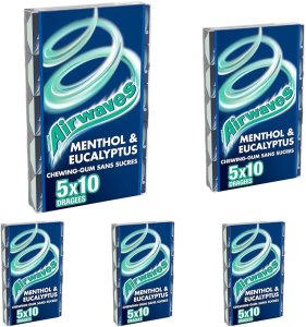 AIRWAVES - Chewing-gum Menthol et Eucalyptus sans sucres - 25 paquets de 10 dragées - 70g