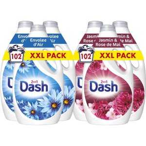 lessive liquide Dash 2in1 (format XXL / 102 lavages) est à 18,50€ sur Amazon