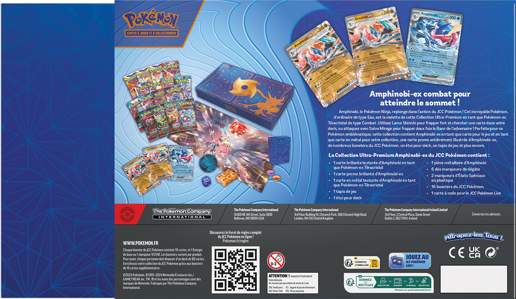 contenu du coffret Collection Ultra-Premium Pokémon haut-de-gamme Amphinobi-ex de 2024