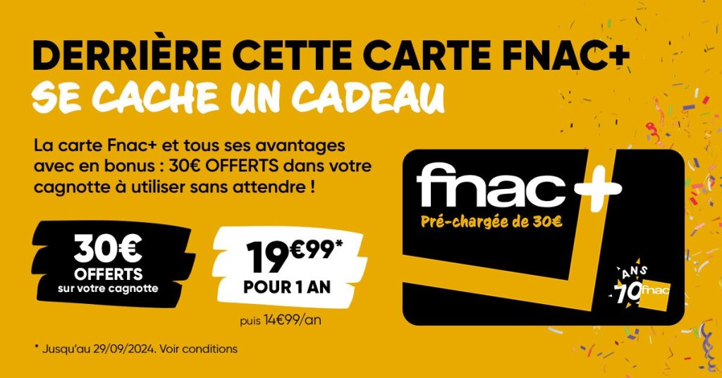 promo carte FNAC+ "Jackpot" à 19,99€ avec 30€ offerts