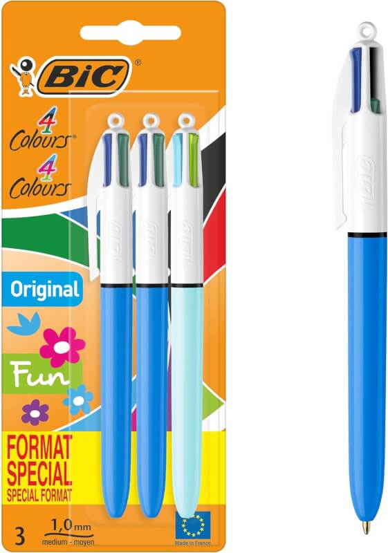 promotion amazon lot 3 stylos-billes BIC 4 couleurs