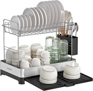 Bon plan maison Amazon : SONGMICS 2 Niveaux Égouttoir à Vaisselle