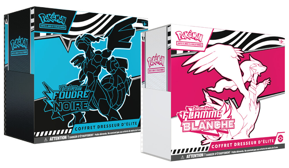 Visuels des 2 coffrets Pokémon ETB de Zekrom et Reshiram - Pokémon EV10.5 Foudre Noire et Flamme Blanche