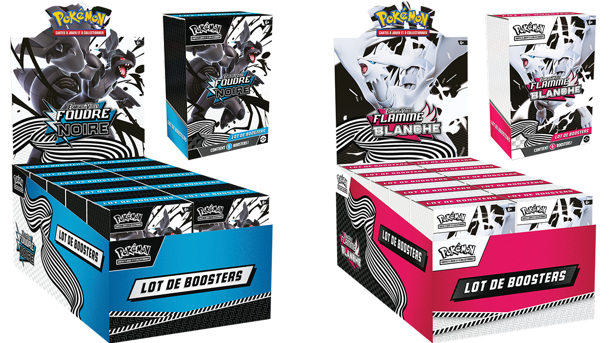 Visuel des 2 Bundles 6 Boosters Pokémon EV10.5 Foudre Noire et Flamme Blanche