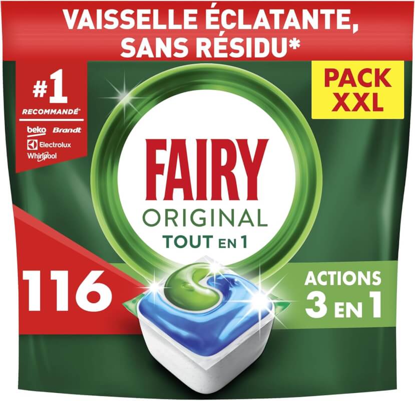 Pack XXL de 116 tablettes de lave-vaisselle Fairy à 14,99€ sur Amazon