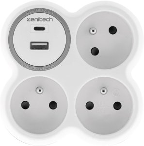 promo Amazon Prise 3x16A + 2 Ports USB A - C Zenitech