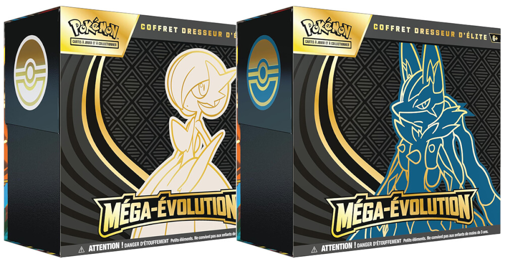 Où acheter les 2 coffrets Pokémon dresseur d'élite Méga-Évolution de Méga Lucario et Gardevoir ?