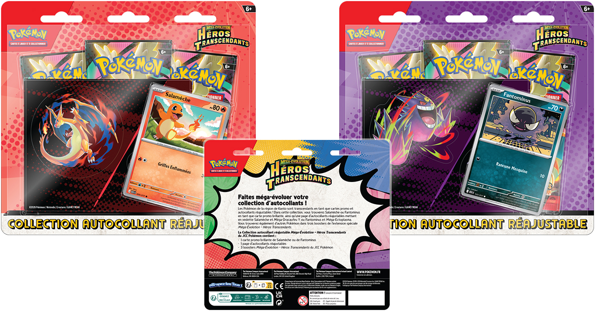 visuels coffrets Pokémon Héros Transcendants 3 boosters stickers