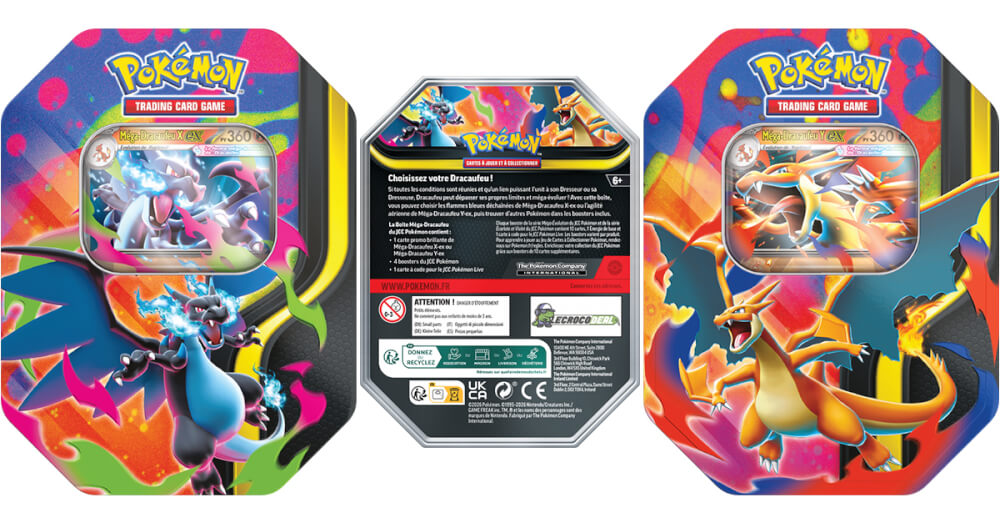 Visuel des 2 coffrets Pokébox Pokémon Méga-Dracaufeu X et Y