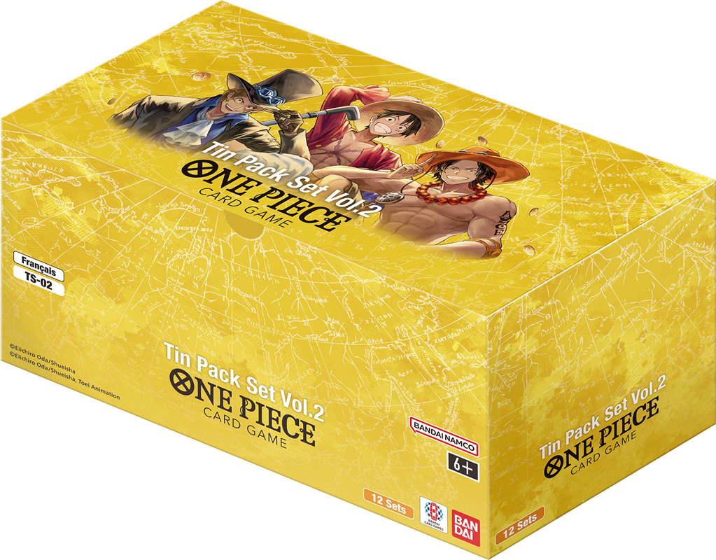 Visuel de la display 12 Mini Tins One Piece Card Game de Luffy Ace Sabo TS-02