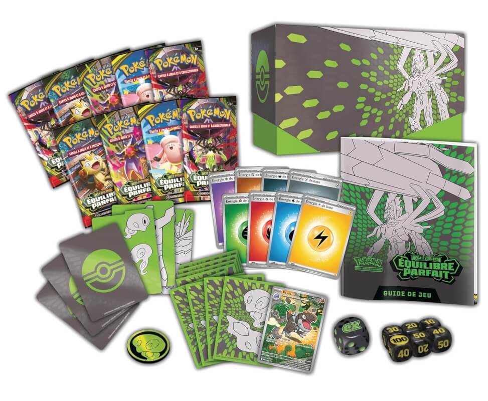 Visuel et contenu du coffret dresseur d'élite Pokémon Équilibre Parfait