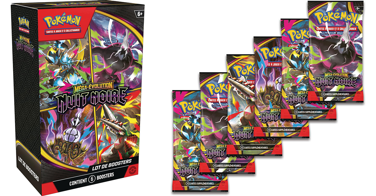 Contenu et visuel du coffret Bundle 6 boosters Pokémon Nuit Noire