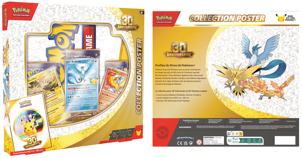 Visuels recto et verso du coffret Poster Pokémon 30ᵉ Anniversaire