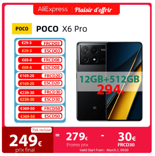 Smartphone 6.67  » POCO X6 Pro 5G (8Go +256 Go)