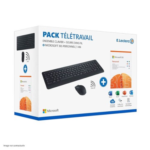 Pack Microsoft Combo 900 (Clavier + souris sans fil) + Miscrosoft 365 pour 1 an