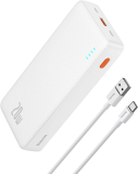 Baseus Batterie externe 20000mAh 20W USB C avec 3 Ports & Ecran LED (blanc)
