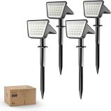 Philips – Lot de 4 Projecteurs Spots solaires étanches 28 LED (1 charge pour 4 nuits)
