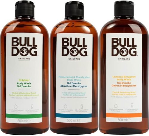 Pack BULLDOG Gel Douche 3x500ml (Original + Menthe/Eucalyptus + Citron/Bergamote) à 12,09€
