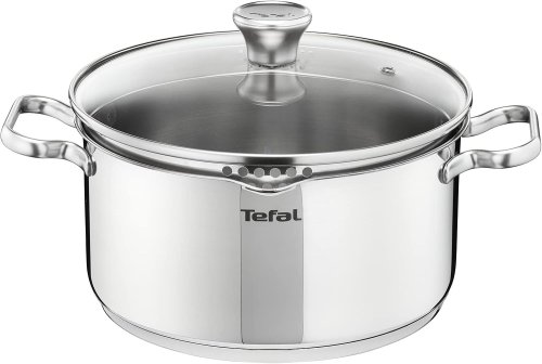 Tefal – Faitout en inox 4,7 l – Induction – Couvercle filtrant en verre