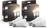 Philips Hue White – Pack de 4 ampoules connectées LED E27 60W, 1100 lumens
