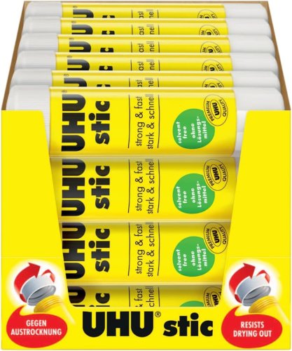 UHU Stic – Bâtons de colle sans solvants, blanche, lot 24 stics 8.2g