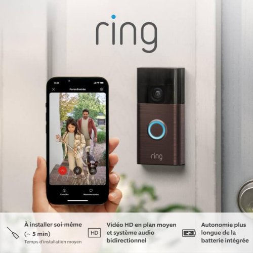 Ring sonnette vidéo sans fil (Battery Video Doorbell) avec vidéo HD + Chime à 69,99€