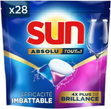 Sun Absolu Tout-en-1 Brillance – Pastilles lave-vaisselle 28 capsules à 4,59€