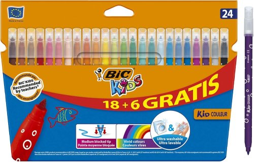 BIC Kids Couleur – 24 Feutres de coloriage, pointe moyenne