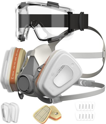 Masque de Protection avec Lunettes et 10 filtres A1P2