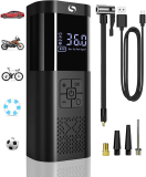 Mini Compresseur à air portatif 150 PSI / Gonfleur pneus pour voiture, moto, vélo…