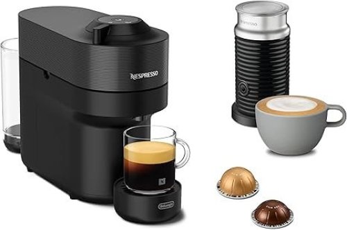 De’Longhi Nespresso Vertuo Pop – Machine à café à dosettes + mousseur à lait +12 capsules