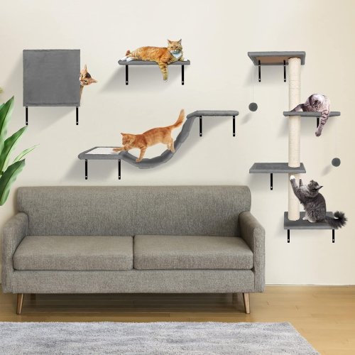 Zvonema – Mur d’escalade pour chat 10 pièces, 4 modules (convient pour les petites pièces)