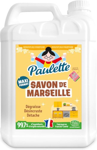 Paulette Savon de Marseille Authentique – Dégraissant ménager surpuissant au bicarbonate, 5 L