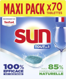 Maxi Pack SUN Tout en 1 Regular- pastilles lave-vaisselle (70 tablettes) à 9,28€