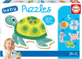 Educa – Baby Puzzles Animaux actuatiques, 5 Puzzles progressifs de 3 à 5 pièces dès 24 mois