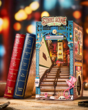 Rolife Book Nook Scene de Rue – Kit Porte-Livres en Bois 3D – DIY